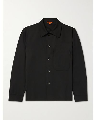 Barena Cedrone Garment-dyed Stretch-wool Twill Overshirt - Black