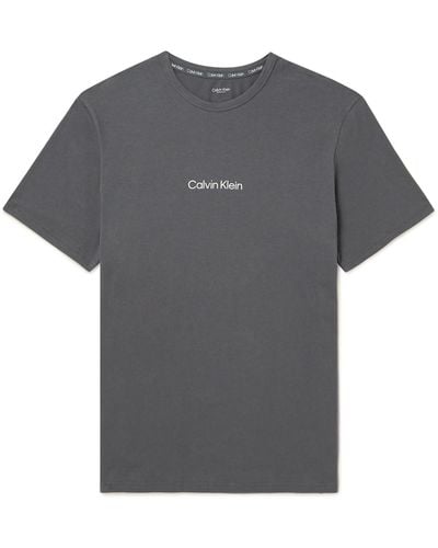 Calvin Klein Modern Structure Lounge Stretch Cotton-blend Jersey Pajama Top - Gray