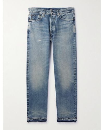Polo Ralph Lauren Heritage gerade geschnittene Jeans aus recyceltem Denim in Distressed-Optik - Blau