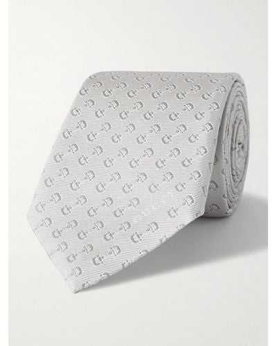 Gucci 7cm Horsebit Silk-jacquard Tie - Grey