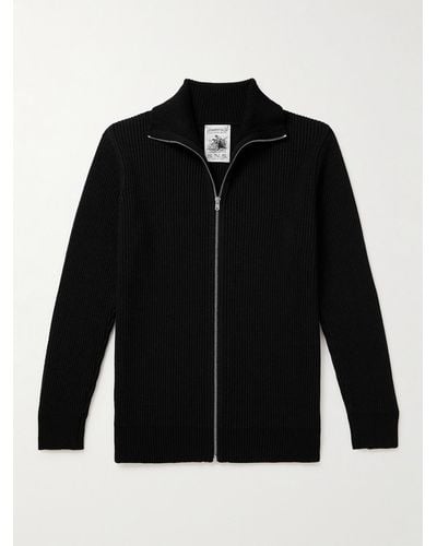 S.N.S. Herning Pullover in lana a coste con zip - Nero