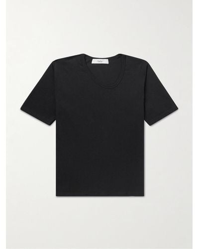 Séfr T-shirt in jersey di cotone Uneven - Nero