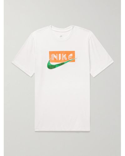 Nike Sportswear T-Shirt aus Baumwoll-Jersey mit Applikation und Print - Weiß