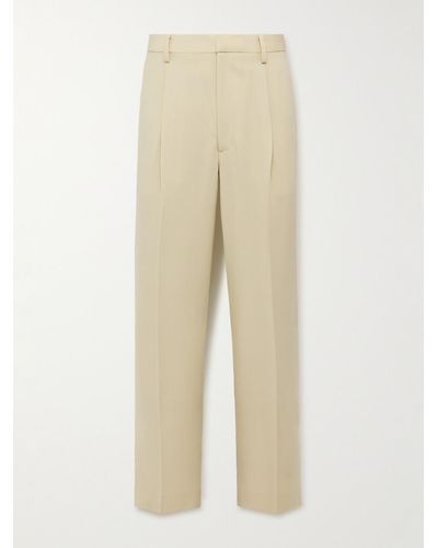 AURALEE Pleated Straight-leg Wool Suit Pants - Natural