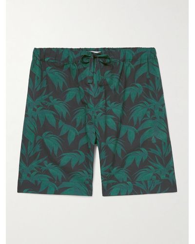 Desmond & Dempsey Byron Printed Cotton-poplin Pyjama Shorts - Green