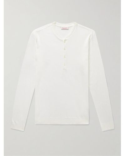 Orlebar Brown Lockhart Slim-fit Cotton And Modal-blend Henley T-shirt - White