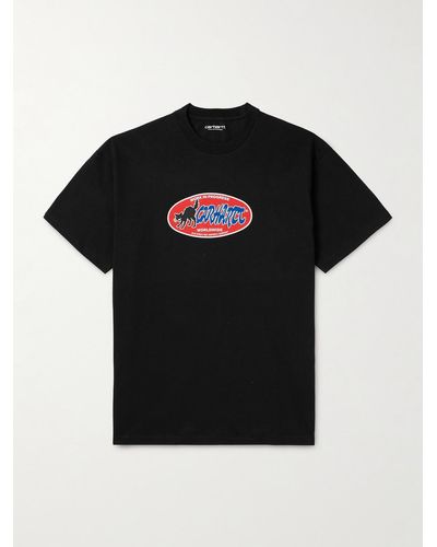 Carhartt T-shirt in jersey di cotone con logo Cat Sticker - Nero