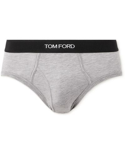 Tom Ford Stretch-cotton And Modal-blend Briefs - Gray