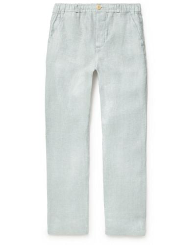 Oliver Spencer Straight-leg Mélange Linen Drawstring Suit Pants - Blue