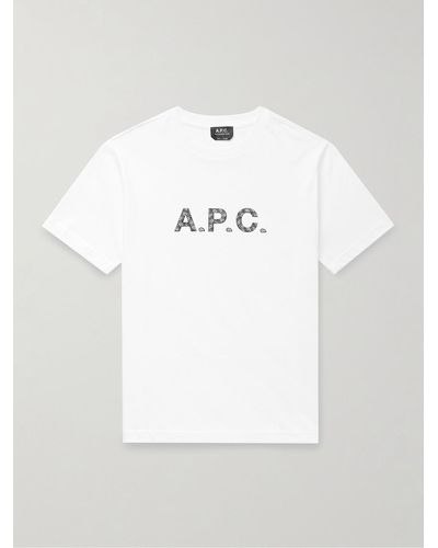 A.P.C. James T-Shirt aus Baumwoll-Jersey mit Logoflockdruck - Weiß
