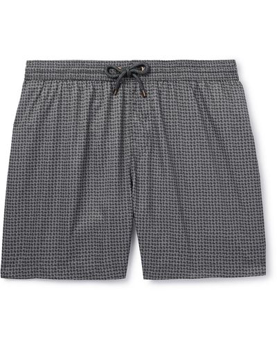 Agnona Straight-leg Mid-length Printed Swim Shorts - Gray