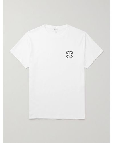 Loewe T-shirt in jersey di cotone con logo ricamato - Bianco