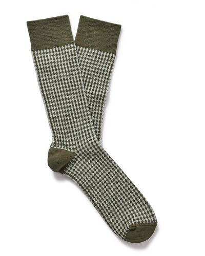 MR P. Jacquard-knit Stretch Cotton-blend Socks - Gray