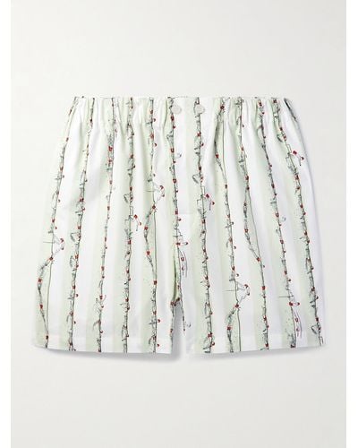 Bottega Veneta Straight-leg Printed Cotton Shorts - Natural