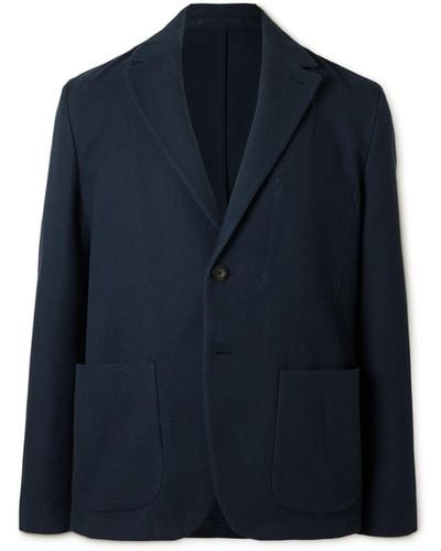 MR P. Unstructured Waffle-knit Organic Cotton Suit Jacket - Blue