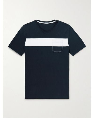 Incotex Zanone Striped Ice Cotton-jersey T-shirt - Blue
