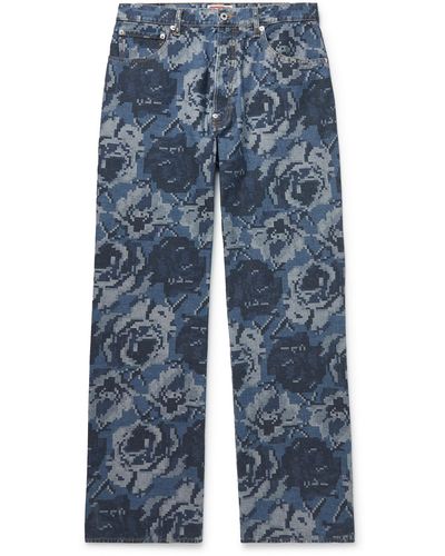 KENZO Suisen Wide-leg Printed Jeans - Blue