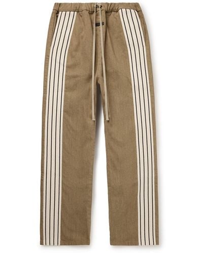Fear Of God Forum Straight-leg Striped Canvas-trimmed Drawstring Jeans - Natural