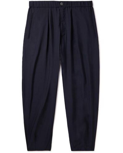 Giorgio Armani Straight-leg Lyocell And Silk-blend Suit Pants - Blue