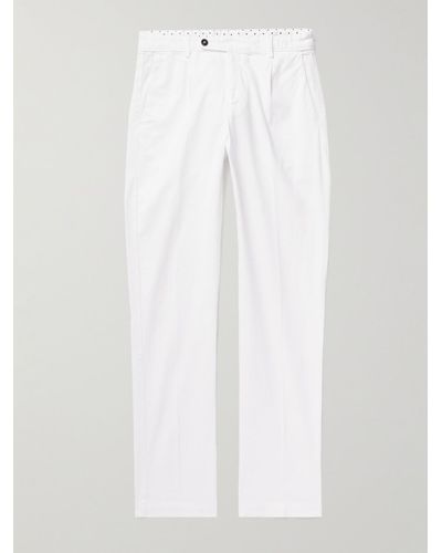 Massimo Alba Ionio2 Straight-leg Pleated Cotton-gabardine Pants - White