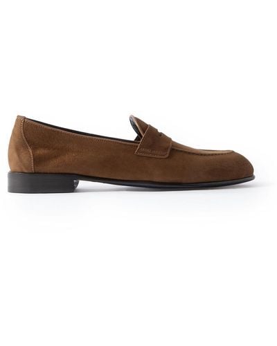 Brioni Suede Penny Loafers - Brown