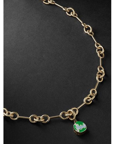 Lauren Rubinski Gold and Enamel Pendant Necklace - Nero