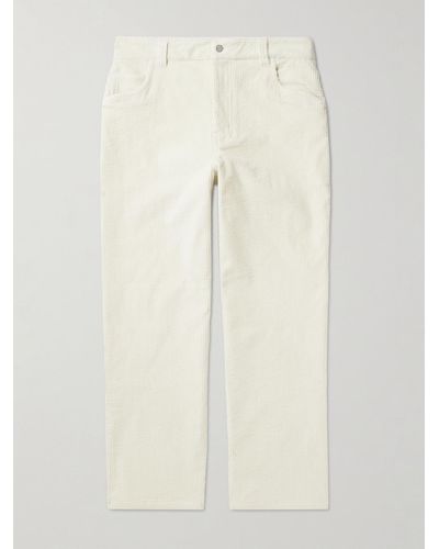 Dime Straight-leg Logo-embroidered Cotton-blend Corduroy Trousers - Natural
