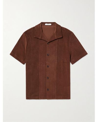 MR P. Panelled Cotton-terry Shirt - Brown