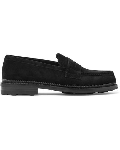 J.M. Weston Suede Penny Loafers - Black