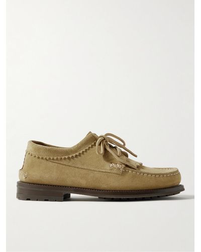 Yuketen Fringed Suede Boat Shoes - Brown