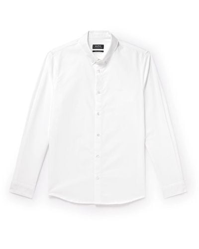 A.P.C. Greg Button-down Collar Logo-embroidered Cotton Oxford Shirt - White