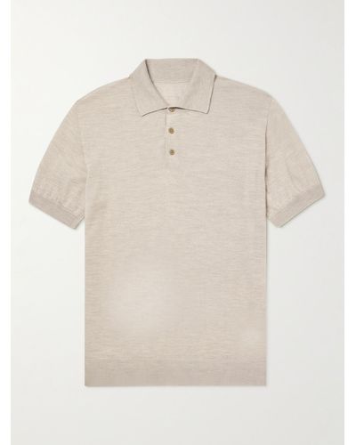 Saman Amel Cashmere And Silk-blend Polo Shirt - Natural