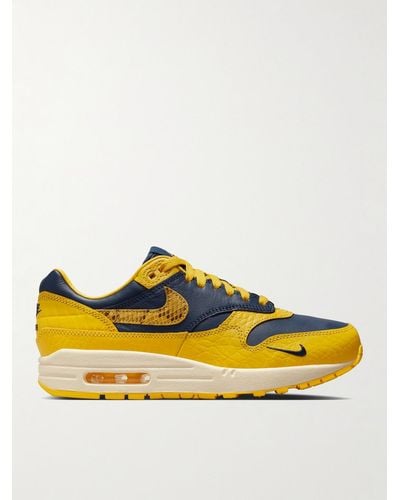 Nike Air Max 1 Snake-effect Leather Trainers - Yellow