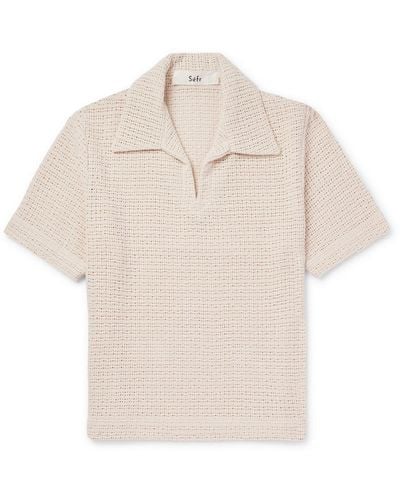 Séfr Mate Open-knit Cotton Polo Shirt - Natural