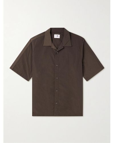 NN07 Ole 1442 Camp-collar Recycled-shell Shirt - Brown