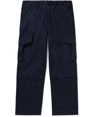 Officine Generale Kenny Straight-leg Pigment-dyed Cotton-twill Cargo Pants - Blue