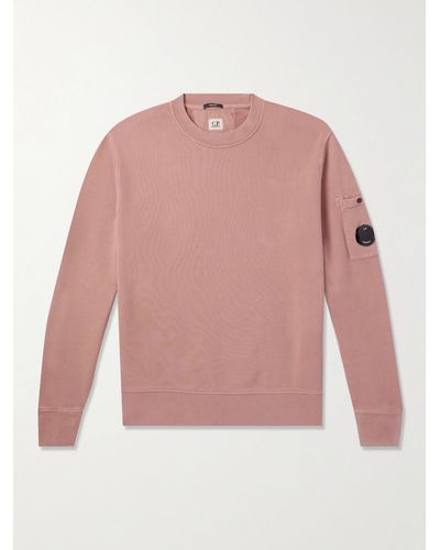 C.P. Company Logo-appliquéd Brushed Cotton-jersey Sweatshirt - Pink