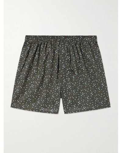 Sunspel Floral-print Cotton Boxer Shorts - Grey