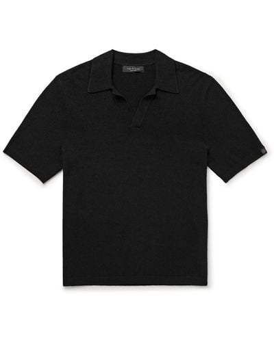 Rag & Bone Johnny Cotton-blend Terry Polo Shirt - Black