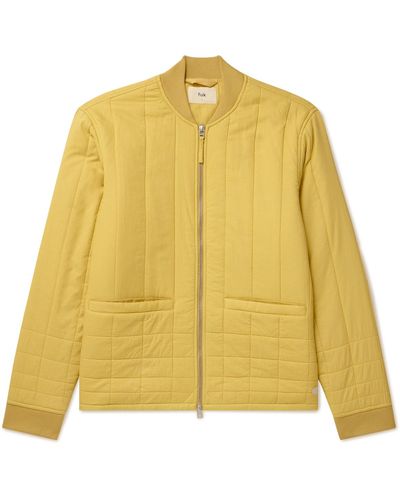 Folk Cave Quilted Cotton Bomber Jacket - Yellow