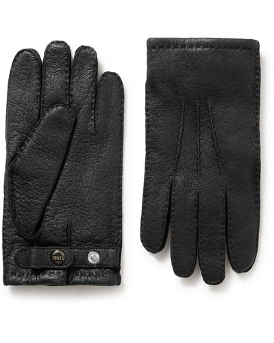 Dents Hampton Cashmere-lined Full-grain Leather Gloves - Black