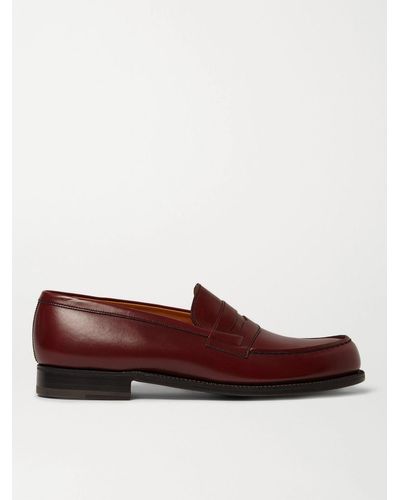 J.M. Weston 180 The Moccasin Leather Loafers - Red