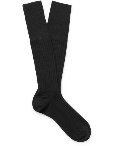 Loro Piana Ribbed Cashmere And Silk-blend Socks - Black