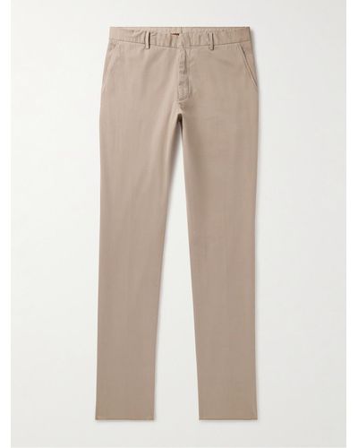Zegna Slim-fit Straight-leg Stretch-cotton Twill Pants - Natural
