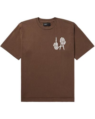 Local Authority La Bones Printed Cotton-jersey T-shirt - Brown