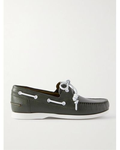 Manolo Blahnik Sidmouth Full-grain Leather Boat Shoes - Green