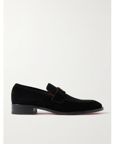 Christian Louboutin Varsimoc Logo-embellished Suede Loafers - Black