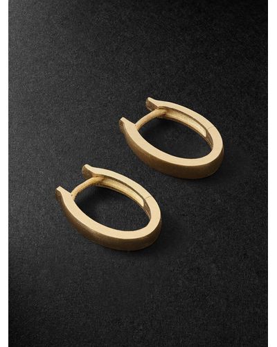 Lauren Rubinski Brushed-gold Hoop Earrings - Black