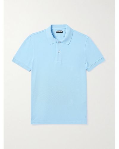 Tom Ford Slim-fit Garment-dyed Cotton-piqué Polo Shirt - Blue