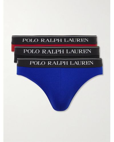 Polo Ralph Lauren Three-pack Stretch-cotton Briefs - Blue
